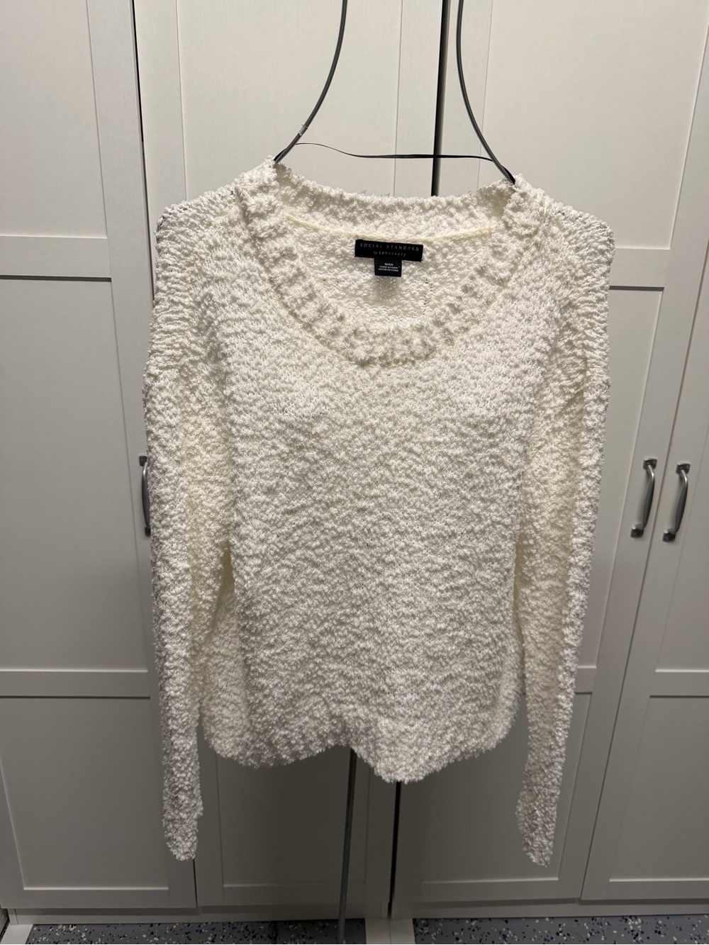 Cozy BouclΓ© Crewneck Sweater - White